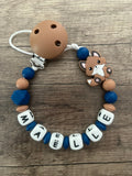 ATTACHE TÉTINE SUCETTE BÉBÉ THEME RENARD  LETTRE SILICONE PERSONNALISÉ AVEC PRÉNOM